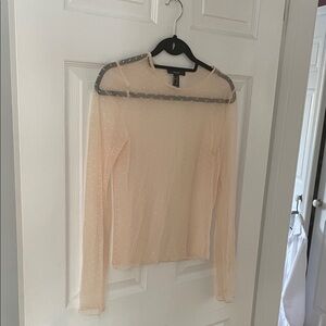 Forever 21 Sheer Pastel Pink/Cream Mesh Shirt